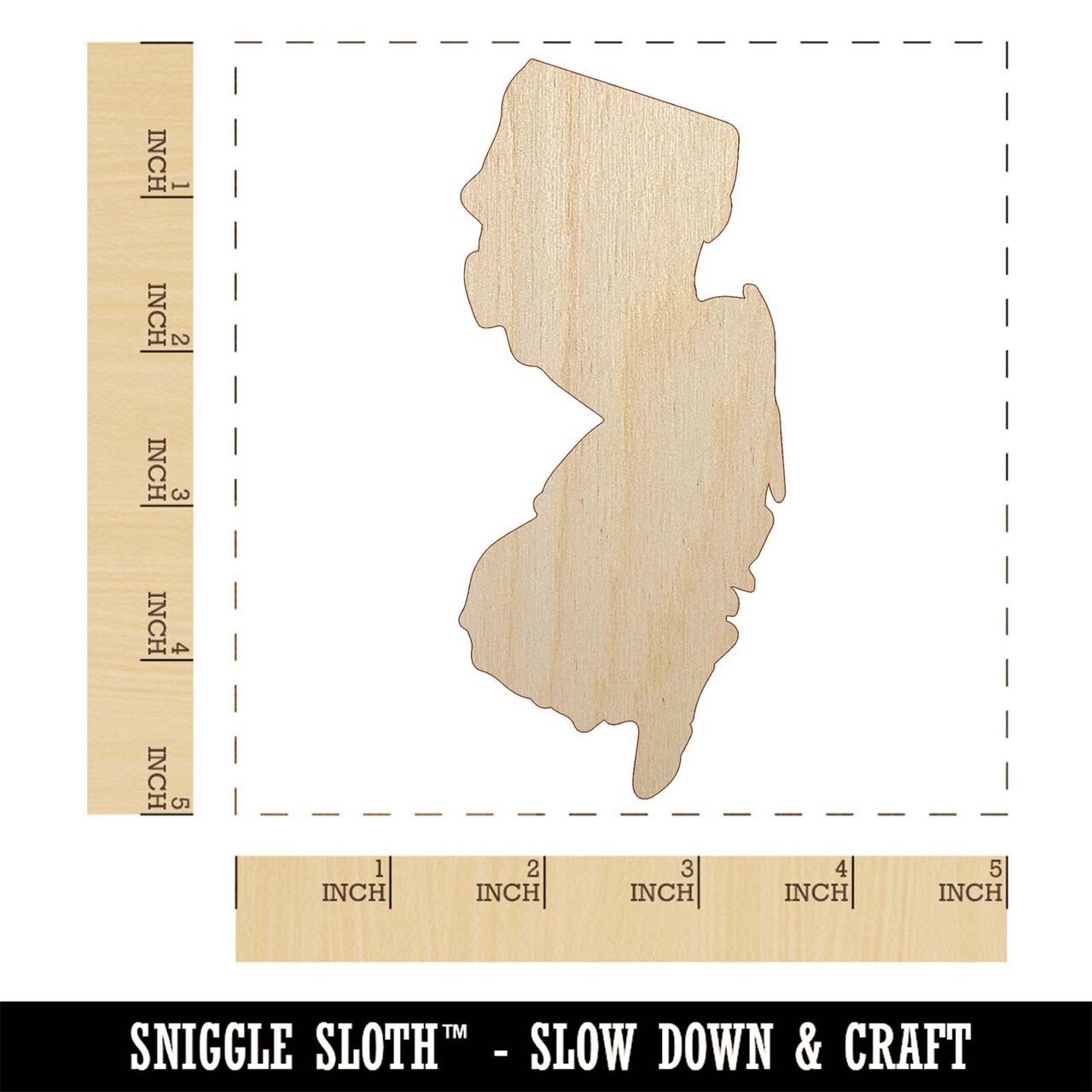 New Jersey State Silhouette Unfinished Wood Shape Piece Cutout for DIY Craft Projects